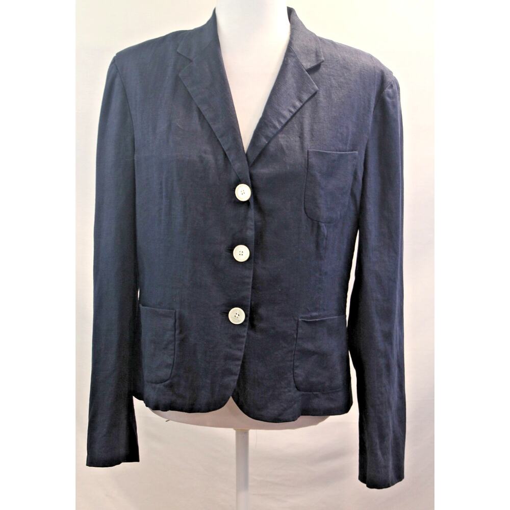 Lauren Ralph Lauren Blazer Womens size 12 Navy Blue Pockets Single Breast